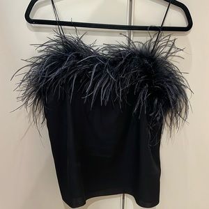 J. Crew Black Feather Trim Top